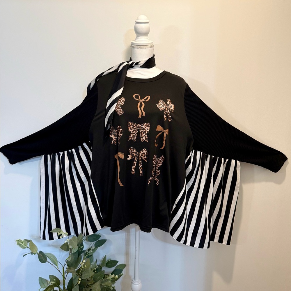 π€ππ€ Striped & Leopard Bow Top π€ππ€ - Picture 2 of 9